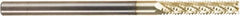 Amana Tool - 1/4" Cutting Diam x 1-1/4" Length of Cut, 6 Flute, Compression Spiral Router Bit - Zirconium Coated, Right Hand Cut, Solid Carbide, 4" OAL x 1/4" Shank Diam, Assorted Router Styles, 20° Helix Angle - Benchmark Tooling