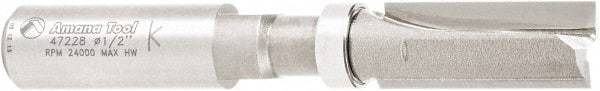 Amana Tool - 1/2" Cut Diam, 1-1/4" Length of Cut, 2 Flute Flush Trim Edge Profile Router Bit - Carbide-Tipped, 1/2" Shank Diam, 1" Shank Length, 3-1/2" OAL, Uncoated - Benchmark Tooling