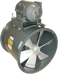 Americraft - 1 hp 24" TEFC Wet Location Belt Drive Tube Axial Duct Fan - 7,425 CFM at 0 Static Pressure, 1,725 RPM, Single Phase - Benchmark Tooling