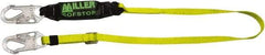 Miller - 6' Long, 310 Lb Capacity, 1 Leg Locking Snap Hook Harness Shock Absorbing Lanyard - 1-1/2" Diam, Polyester Webbing, Locking Snap Hook Anchorage Connection - Benchmark Tooling