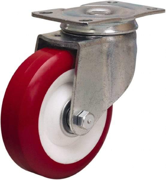 Hamilton - 4" Diam x 1-3/8" Wide x 5" OAH Top Plate Mount Swivel Caster - Polyurethane Mold on Polypropylene, 325 Lb Capacity, Sealed Precision Ball Bearing, 2-1/2 x 3-3/4" Plate - Benchmark Tooling