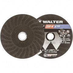 WALTER Surface Technologies - 6" 46 Grit Aluminum Oxide Cutoff Wheel - 1/16" Thick, 7/8" Arbor, 10,200 Max RPM, Use with Angle Grinders - Benchmark Tooling