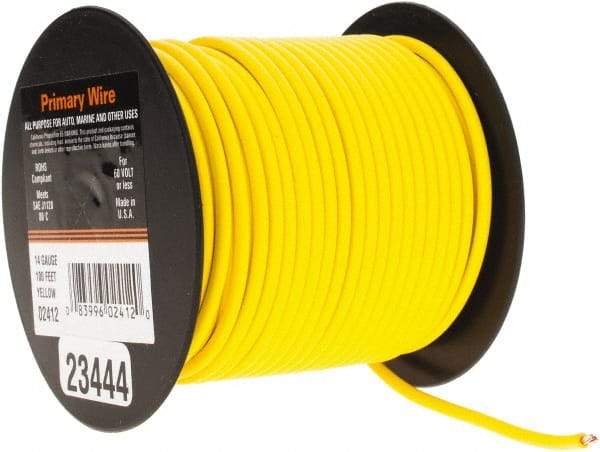 EastPenn - 14 AWG Automotive Plastic Insulated, Single Conductor Wire - 100' Long, Yellow - Benchmark Tooling