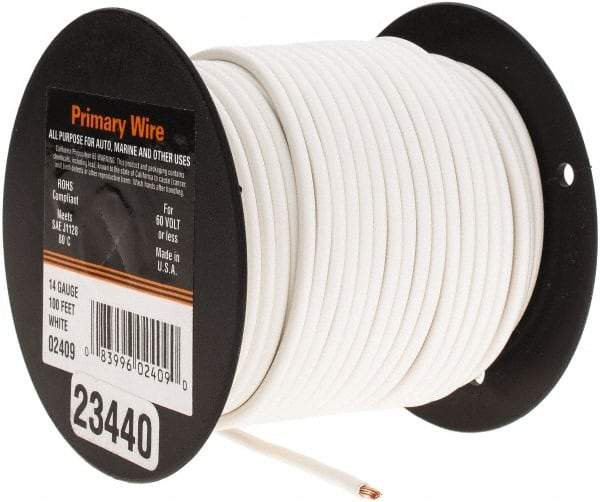 EastPenn - 14 AWG Automotive Plastic Insulated, Single Conductor Wire - 100' Long, White - Benchmark Tooling