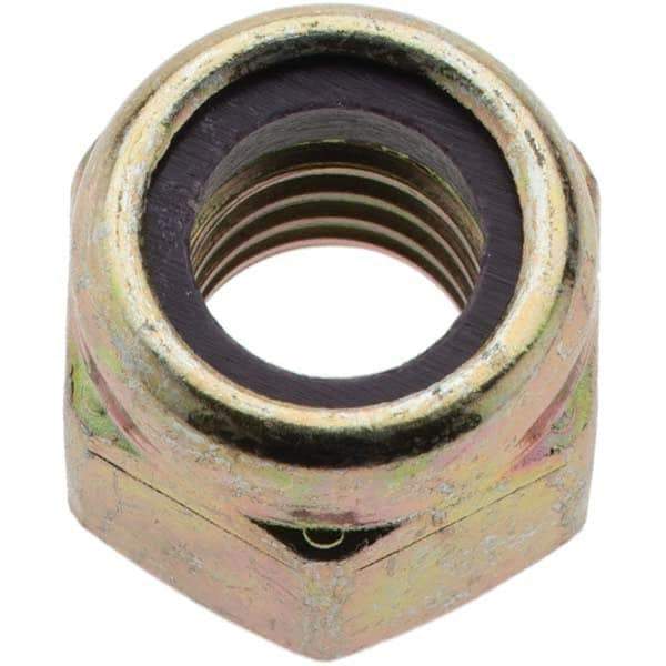 Value Collection - 3/8-16 UNC Grade 8 Hex Lock Nut with Nylon Insert - 9/16" Width Across Flats, 29/64" High, Zinc Yellow Dichromate Finish - Benchmark Tooling