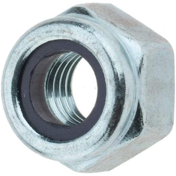 Value Collection - 1/4-28 UNF Grade 2 Hex Lock Nut with Nylon Insert - 7/16" Width Across Flats, 19/64" High, Zinc-Plated Finish - Benchmark Tooling