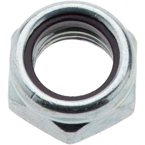 Value Collection - 7/16-20 UNF Grade 2 Hex Jam Lock Nut with Nylon Insert - 11/16" Width Across Flats, 21/64" High, Zinc-Plated Finish - Benchmark Tooling