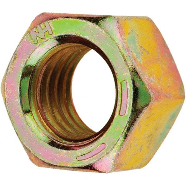 Value Collection - 1/2-13 UNC Steel Right Hand Hex Nut - 3/4" Across Flats, 7/16" High, Zinc Yellow Dichromate Finish - Benchmark Tooling