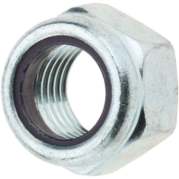 Value Collection - 7/16-20 UNF Grade 2 Hex Lock Nut with Nylon Insert - 11/16" Width Across Flats, 15/32" High, Zinc-Plated Finish - Benchmark Tooling