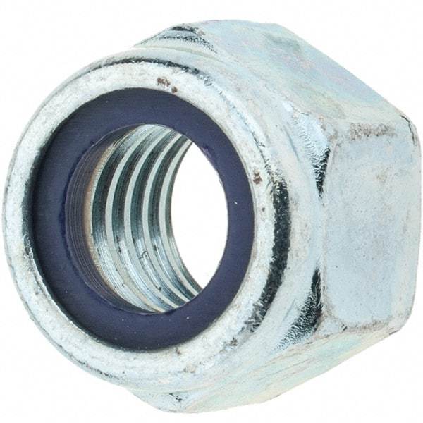 Value Collection - 1/2-13 UNC Grade 2 Hex Lock Nut with Nylon Insert - 3/4" Width Across Flats, 39/64" High, Zinc-Plated Finish - Benchmark Tooling