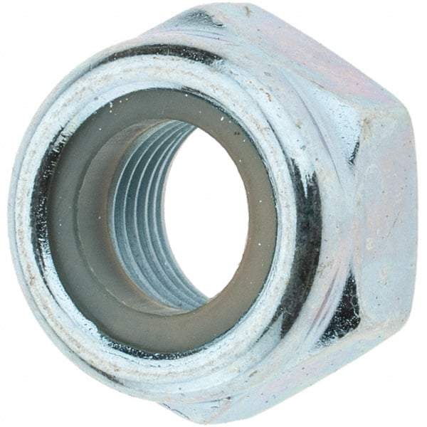 Value Collection - M10x1.00 Metric Fine Grade 8 Hex Lock Nut with Nylon Insert - 10mm High, Zinc-Plated Finish - Benchmark Tooling