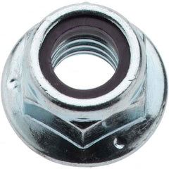 Value Collection - 3/8-16 UNC Grade 2 Hex Flange Lock Nut with Nylon Insert - 9/16" Width Across Flats, 7/16" High, Zinc-Plated Finish - Benchmark Tooling