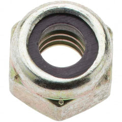 Value Collection - 1/4-20 UNC Grade 8 Hex Lock Nut with Nylon Insert - 7/16" Width Across Flats, 5/16" High, Zinc Yellow Dichromate Finish - Benchmark Tooling