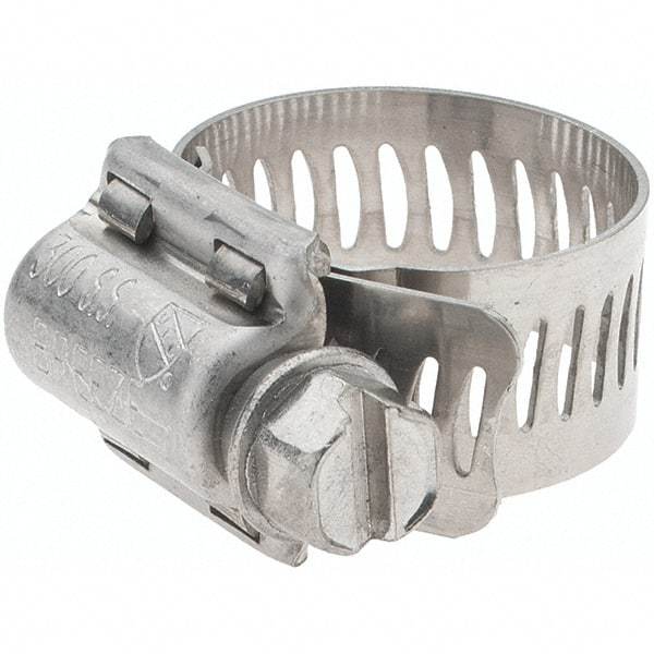 Made in USA - SAE Size 10, 9/16 to 1-1/16" Diam, Stainless Steel Worm Drive Clamp - 1/2" Wide, Series SAE J1508 Type F - Benchmark Tooling