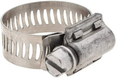 Made in USA - SAE Size 12, 11/16 to 1-1/4" Diam, Stainless Steel Worm Drive Clamp - Benchmark Tooling