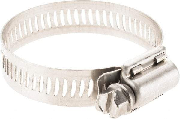 Made in USA - SAE Size 24, 1-1/16 to 2" Diam, Stainless Steel Worm Drive Clamp - Benchmark Tooling