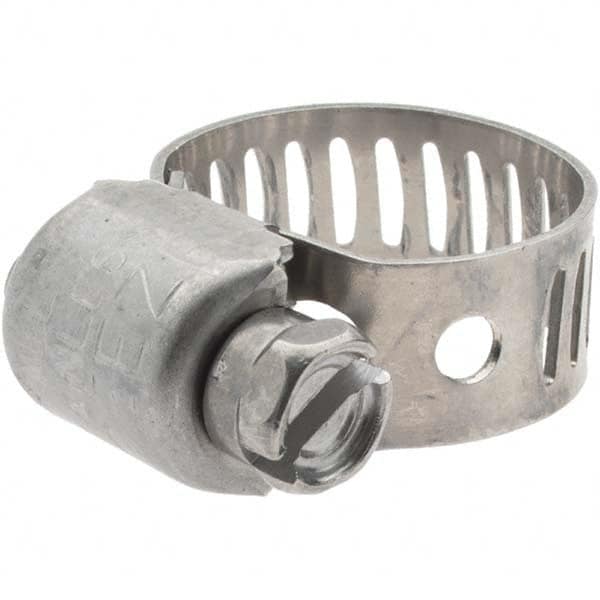 Made in USA - SAE Size 4, 5/8 to 7/32" Diam, Stainless Steel Worm Drive Clamp - 1/2" Wide, Series SAE J1508 Type M - Benchmark Tooling