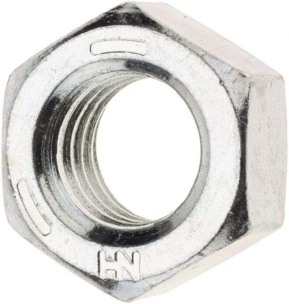 Value Collection - 7/16-14 UNC Steel Right Hand Hex Nut - 11/64" Across Flats, 3/8" High, Zinc Clear Finish - Benchmark Tooling