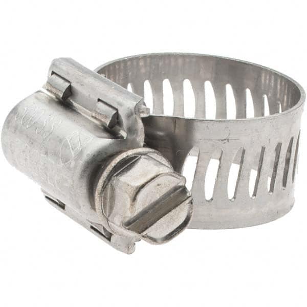 Made in USA - SAE Size 6, 7/16 to 25/32" Diam, Stainless Steel Worm Drive Clamp - 1/2" Wide, Series SAE J1508 Type F - Benchmark Tooling