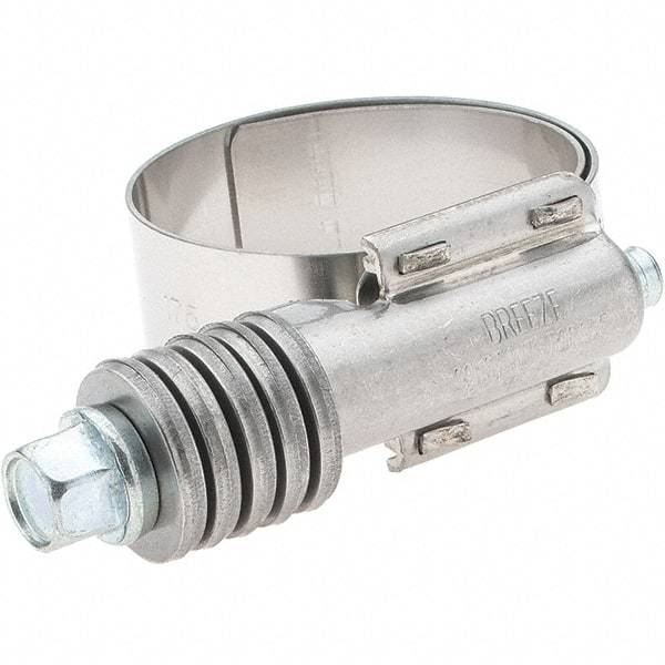 Made in USA - 1 to 1-3/4" Diam, Stainless Steel Auto-Adjustable Worm Drive Clamp - 5/6" Wide - Benchmark Tooling