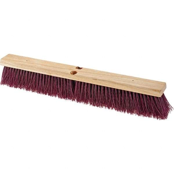 Value Collection - 24" Combo Duty Polypropylene Push Broom - 3" Bristle Length, Wood Block, Threaded Handle Connection, Handle Sold Separately - Benchmark Tooling