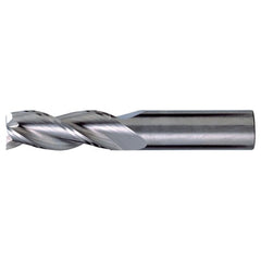 ‎1/2″ × 1/2″ × 5/8″ × 2-1/2″ RHS / RHC Solid Carbide 3-Flute Square End High-Performance End Mill for Aluminum - Bright - Exact Industrial Supply