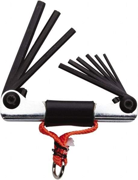 Proto - 9 Piece Fold-Up Tethered Hex Key Set - Hex Range 5/64 to 1/4", Steel - Benchmark Tooling