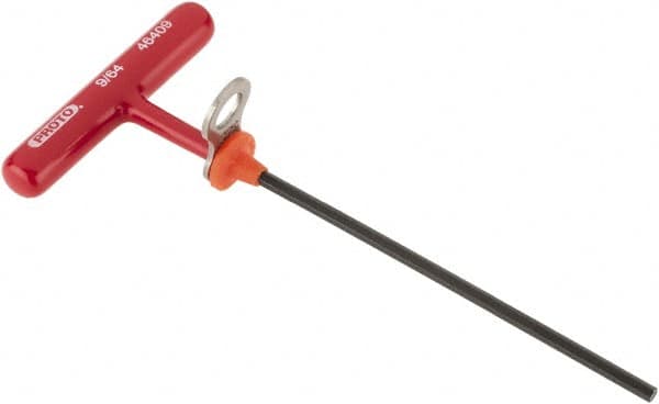 Proto - 9/64" Hex, Tethered T-Handle Cushion Grip, Hex Key - 6" OAL, Alloy Steel, Inch System of Measurement - Benchmark Tooling