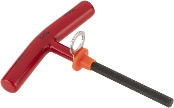 Proto - 5/16" Hex, Tethered T-Handle Cushion Grip, Hex Key - 6" OAL, Alloy Steel, Inch System of Measurement - Benchmark Tooling