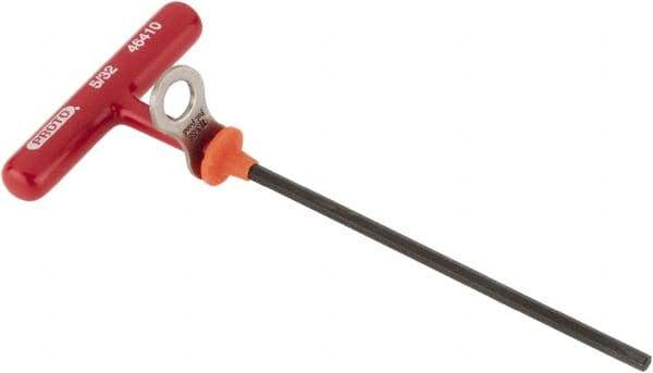 Proto - 5/32" Hex, Tethered T-Handle Cushion Grip, Hex Key - 6" OAL, Alloy Steel, Inch System of Measurement - Benchmark Tooling