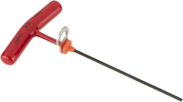 Proto - 3/32" Hex, Tethered T-Handle Cushion Grip, Hex Key - 6" OAL, Alloy Steel, Inch System of Measurement - Benchmark Tooling