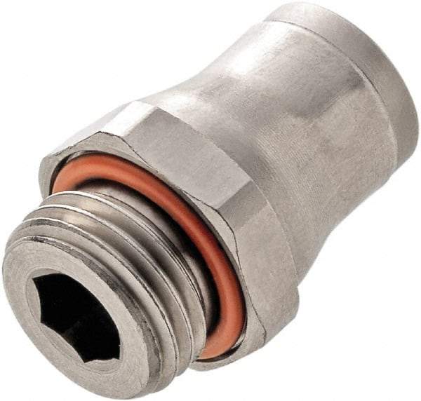 Legris - 8mm Outside Diam, 1/8 BSPP, Stainless Steel Push-to-Connect Tube Male Connector - 435 Max psi, Tube to Male BSPP Connection, FKM O-Ring - Benchmark Tooling