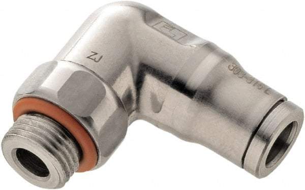 Legris - 4mm Outside Diam, 1/8 BSPP, Stainless Steel Push-to-Connect Tube Male Elbow - 290 Max psi, Tube to Male BSPP Connection, FKM O-Ring - Benchmark Tooling