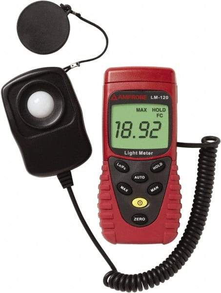 Amprobe - 9 Volt Battery, 20 to 20,000 FC, LCD Display, Silicone Photodiode Light Meter - 3 Accuracy, Compatible with All Visible Light Lighting, Built In Memory - Benchmark Tooling