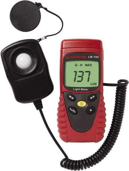 Amprobe - 9 Volt Battery, 20 to 20,000 FC, LCD Display, Silicone Photodiode Light Meter - 5 Accuracy, Compatible with All Visible Light Lighting, Built In Memory - Benchmark Tooling