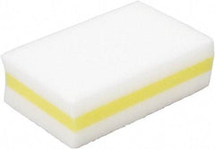 Ability One - 4-1/4" Long x 2.63" Wide x 1.38" Thick Cleansing Pad - Non-Abrasive, Yellow/White - Benchmark Tooling