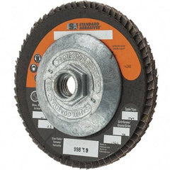 Camel Grinding Wheels - 36 Grit, 4-1/2" Disc Diam, 5/8-11 Center Hole, Type 29 Zirconia Alumina Flap Disc - Arbor Attaching System, Coated - Benchmark Tooling