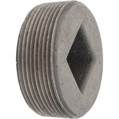 Made in USA - Class 150, 2" Black Pipe Countersunk Square Plug - Threaded, Malleable Iron - Benchmark Tooling