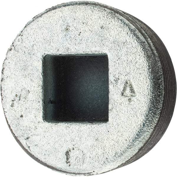 Made in USA - Size 2", Class 150, Malleable Iron Galvanized Pipe Countersunk Square Plug - 150 psi, Threaded End Connection - Benchmark Tooling