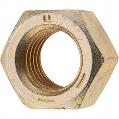 Made in USA - 1-8 UNC Steel Right Hand Hex Nut - 1-1/2" Across Flats, 0.8594" High, Zinc Yellow Dichromate Finish - Benchmark Tooling