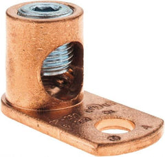 Made in USA - 6 AWG Noninsulated Crimp Connection Square Ring Terminal - 3/8" Stud, 1-31/32" OAL x 15/16" Wide, Copper Alloy Contact - Benchmark Tooling