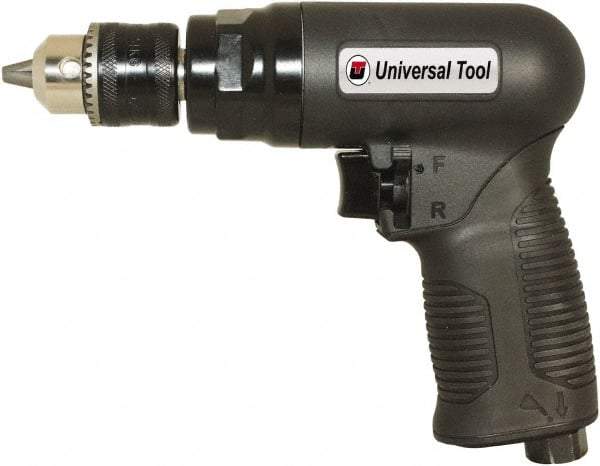 Florida Pneumatic - 3/8" Reversible Keyed Chuck - Pistol Grip Handle, 1,800 RPM, 4 CFM, 0.75 hp, 90 psi - Benchmark Tooling