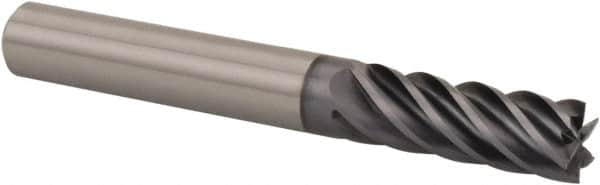 Kennametal - 1/2", 1-1/4" LOC, 1/2" Shank Diam, 3" OAL, 6 Flute, Solid Carbide Square End Mill - Single End, AlTiN Finish, Spiral Flute, 38° Helix, Centercutting, Right Hand Cut, Right Hand Flute, Series UJDE - Benchmark Tooling