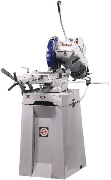 Dake - 2 Cutting Speeds, 14" Blade Diam, Cold Saw - 22 & 88 RPM Blade Speed, Floor Machine, 3 Phase, Compatible with Ferrous/Non-Ferrous Material - Benchmark Tooling