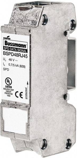 Cooper Bussmann - 1 Pole, 1 Phase, 76.91mm Long x 19mm Wide x 36.15mm Deep, Hardwired Surge Protector - DIN Rail Mount, 48 V, 34 VDC, 48 VAC Operating Voltage, 10 kA Surge Protection - Benchmark Tooling