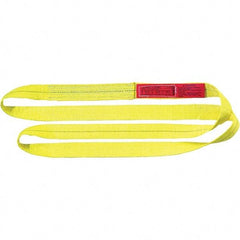 Lift-All - 16' Long x 2" Wide, 9,600 Lb Vertical Capacity, 2 Ply, Polyester Web Sling - 7,700 Lb Choker Capacity, Yellow - Benchmark Tooling