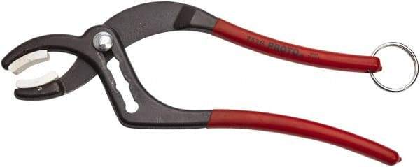 Proto - 9-1/2" OAL, 2-1/2" Max Capacity, 4 Position Tethered Tongue & Groove Pliers - Soft Curved Jaws, Plastisol Handles - Benchmark Tooling