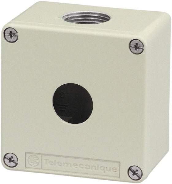 Schneider Electric - 1 Hole, 1.58 Inch Hole Diameter, Zinc Alloy Pushbutton Switch Enclosure - 3.15 Inch High x 3.15 Inch Wide x 2.03 Inch Deep, 4, 13 NEMA Rated - Benchmark Tooling