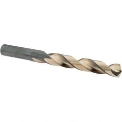 Mechanics Drill Bit: 7/16″ Dia, 135 ™, High Speed Steel, Weldon Shank, Split Point Oxide Finish, 4-1/2″ OAL, RH Cut