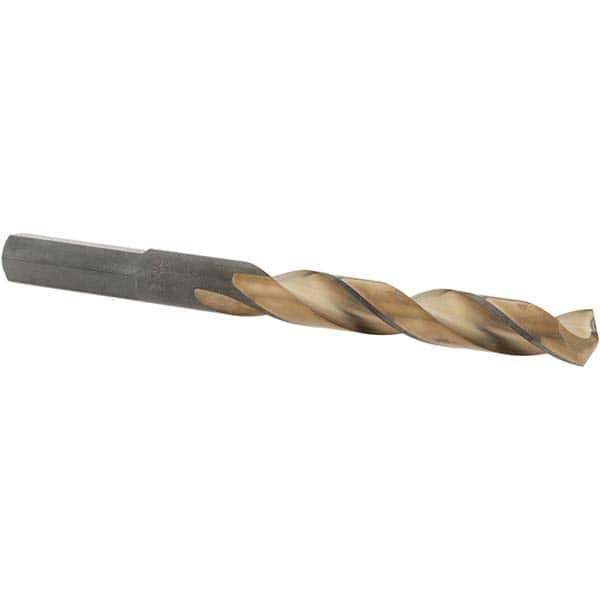 Made in USA - 3/8" High Speed Steel, 135° Point, Round with Flats Shank Maintenance Drill Bit - Benchmark Tooling